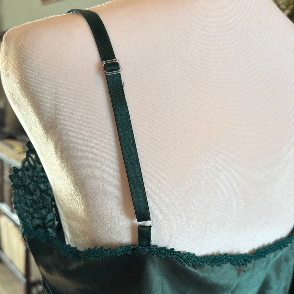 Cabernet Lace Trim Chemise in Deep Green/Teal - Picture 7 of 7